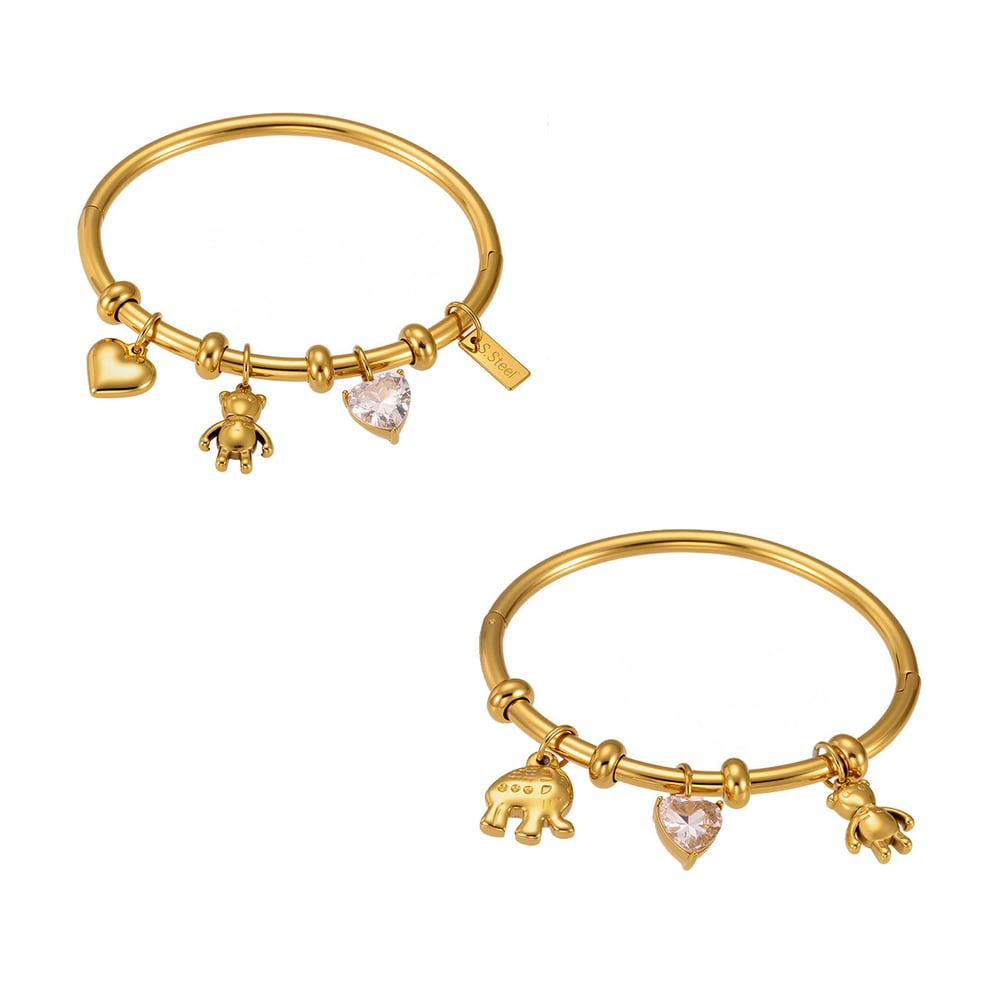 1 Piece Cute Bear Stainless Steel Gold Color Women's Charm Bracelets h5Picture9