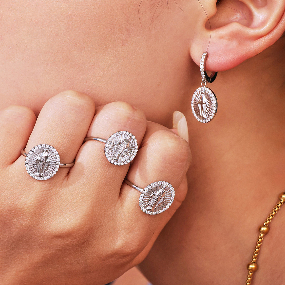 1 Piece Retro Figure Stainless Steel Gold Color Zircon Women's Jewelry Sets Picture3