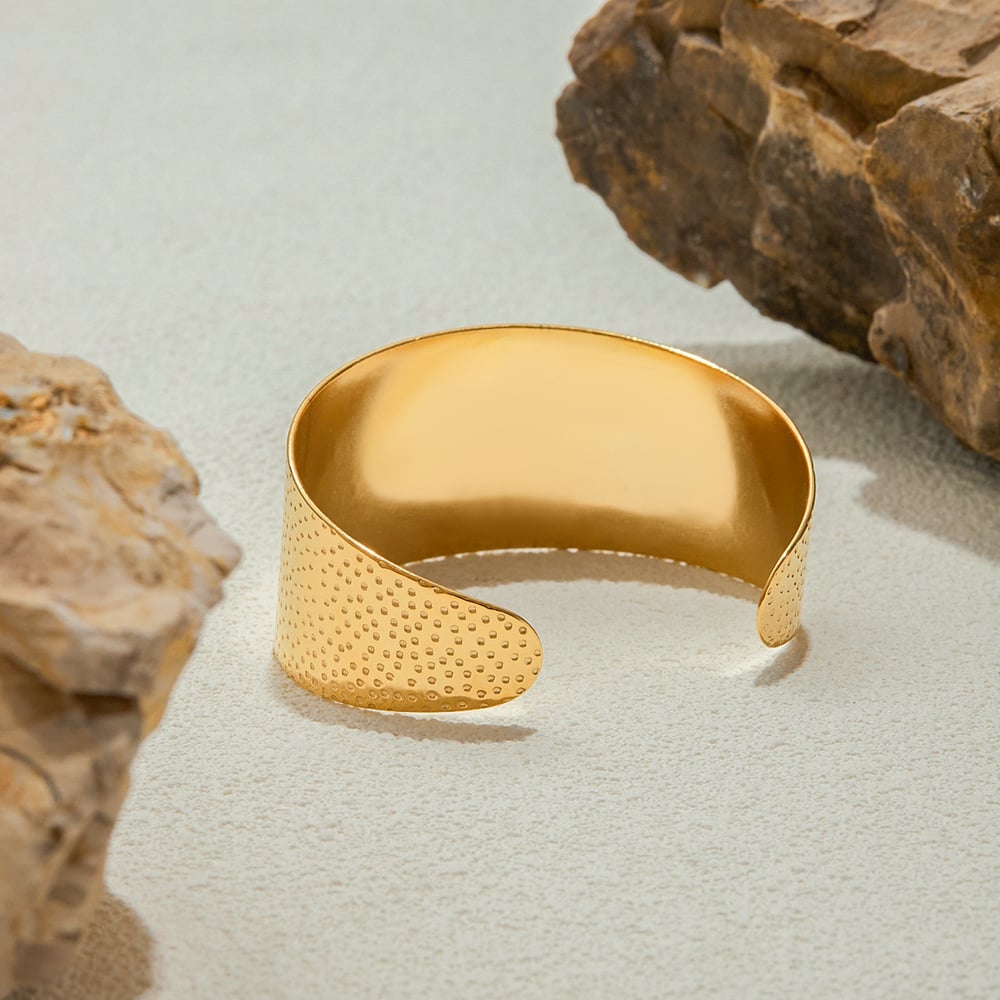 1 Piece Designable High-end Texture Stainless Steel Gold Color Women's Bangles h5Picture8