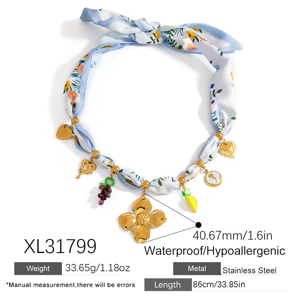 1 Piece Flower Fabric Pendant Necklace Picture2