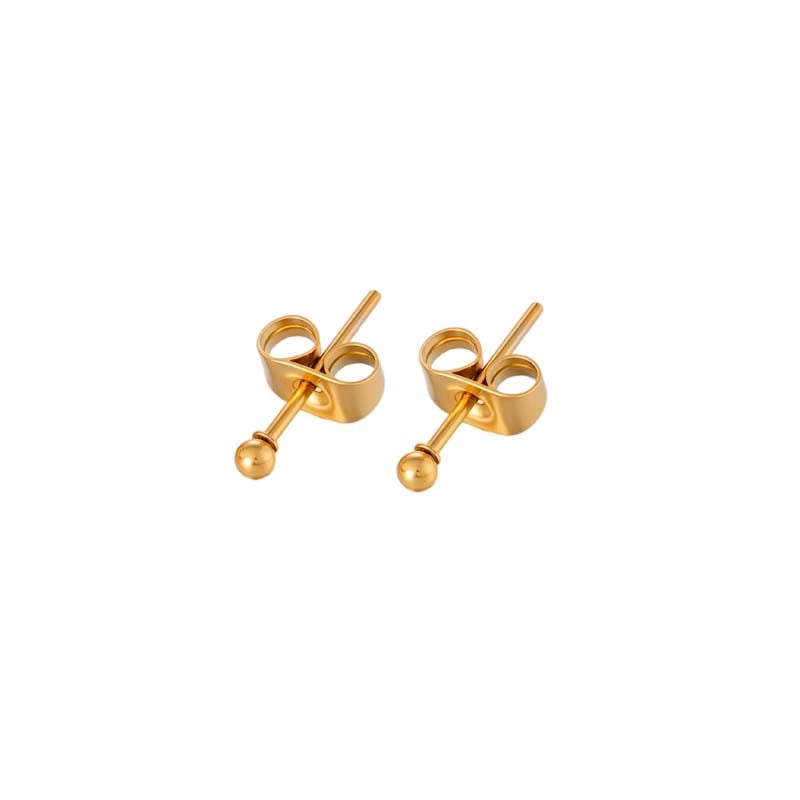 1 Piece Minimalist Ball Stainless Steel Gold Color Women's Piercings Earrings 