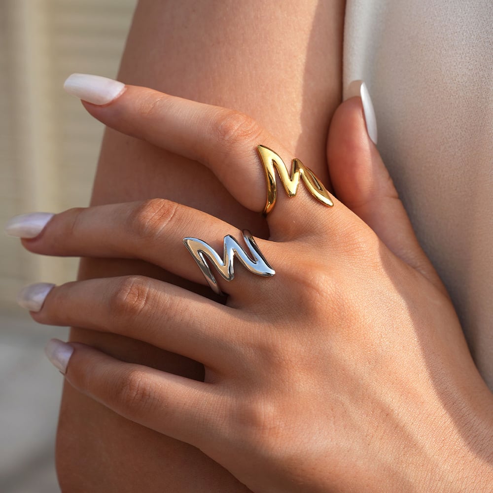 1 Piece Simple Series Daily Lines Stainless Steel   Gold Color  Minimalist Rings Picture3