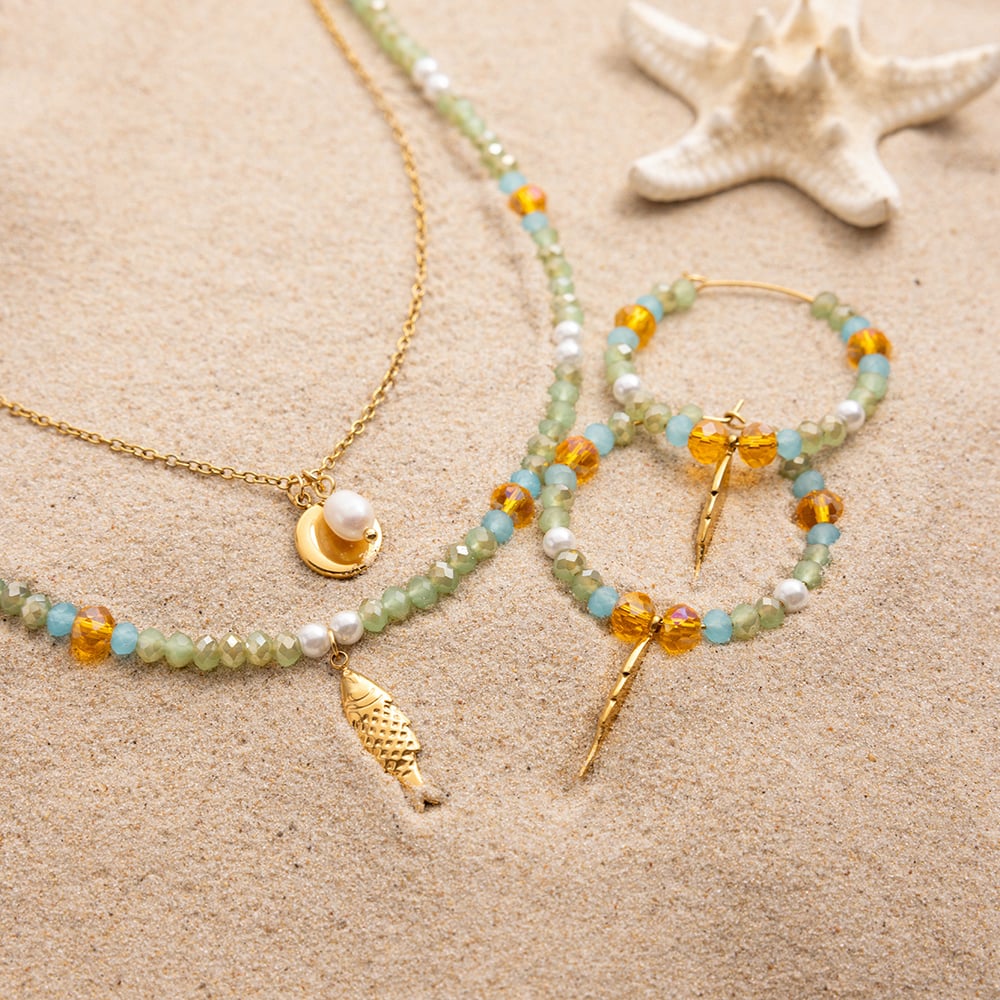 1 Piece Ethereal Beads Stainless Steel Gold Color Women's Jewelry Sets h5Picture4