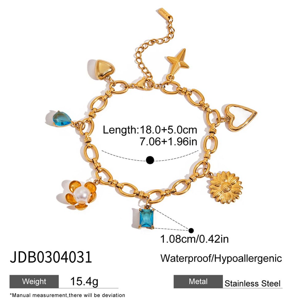 1 Piece Retro Rectangular Stainless Steel Gold Color Women's Charm Bracelets Picture2