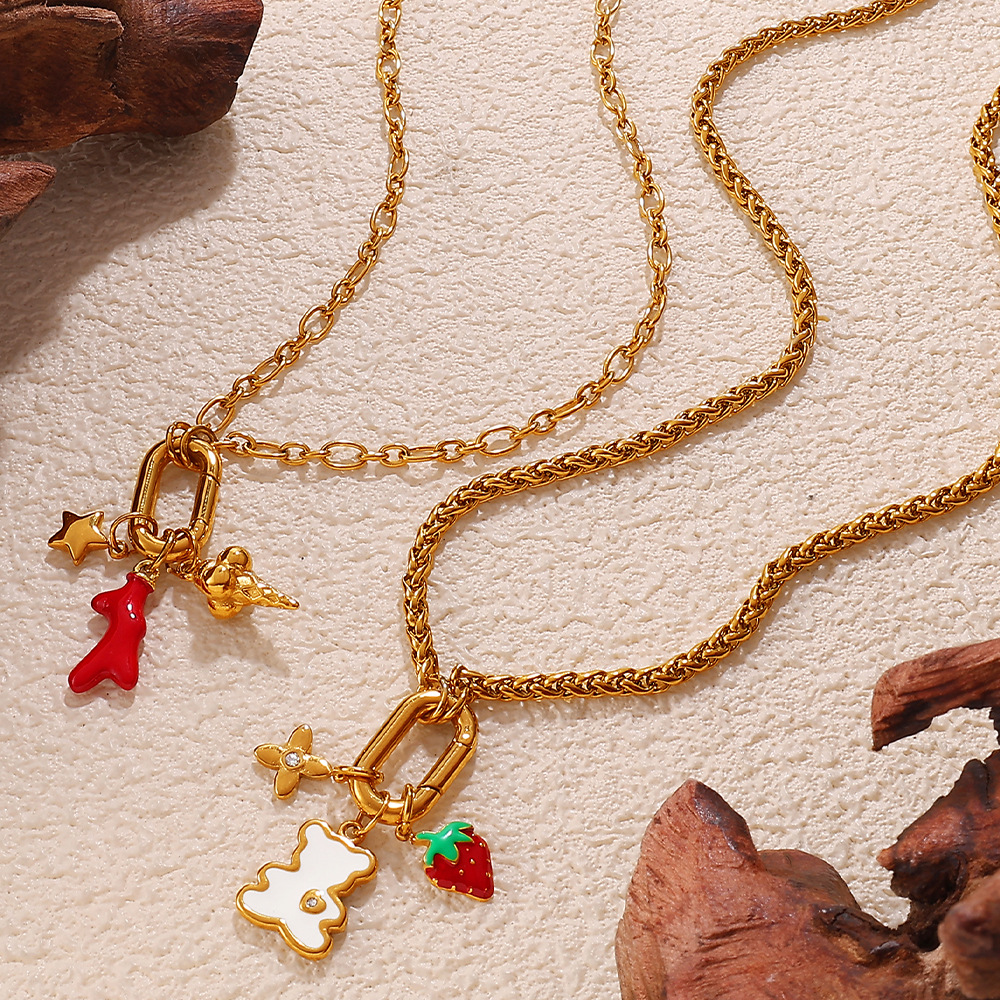 1 Piece Animal Stainless Steel  Gold Color DIY Pendant Necklace h5Picture2