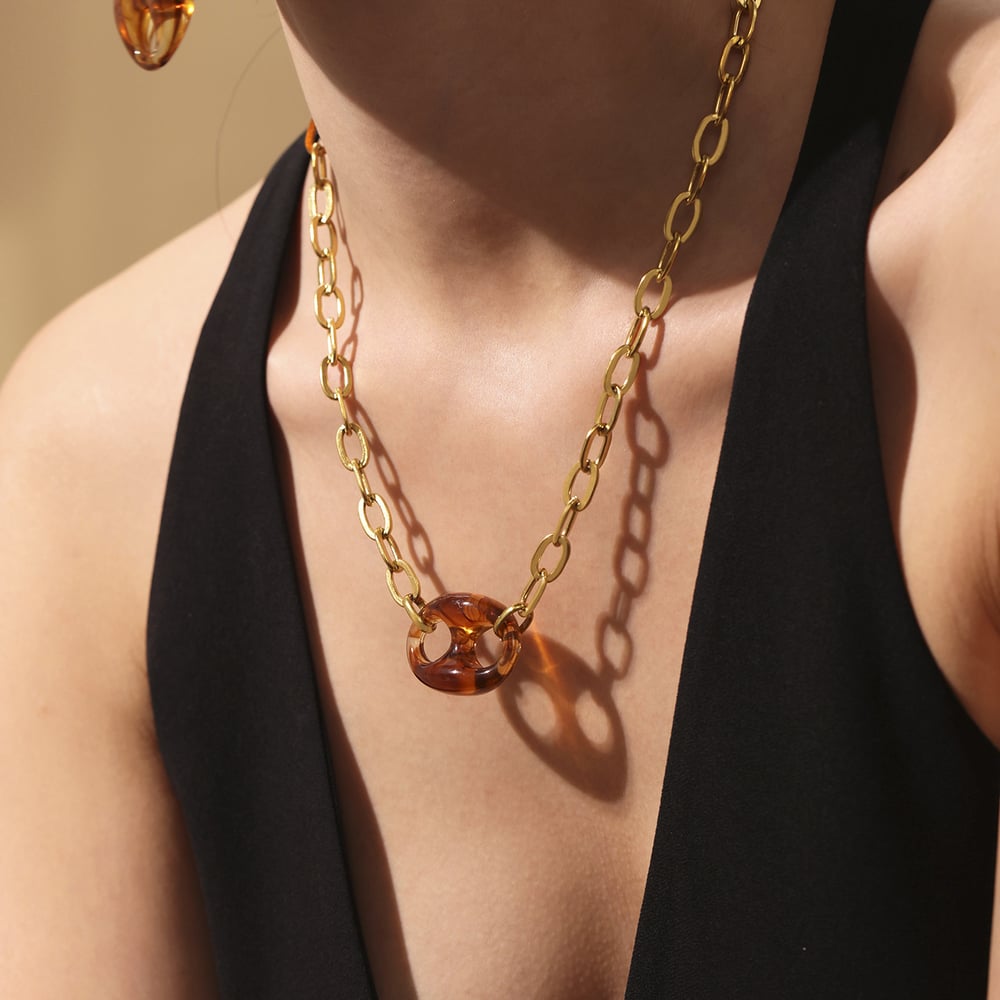 1 Piece Chic Irregular Shape Stainless Steel Gold Color Women's Pendant Necklaces h5Picture3