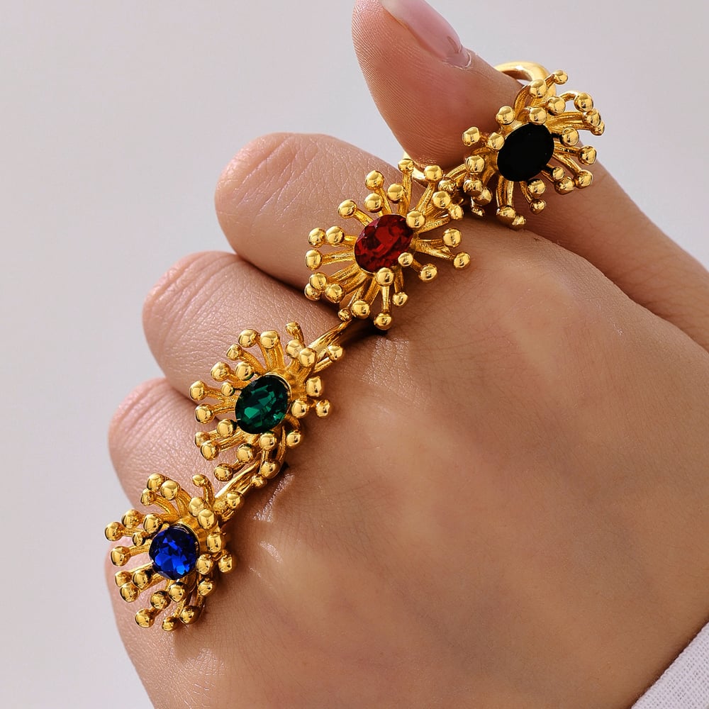 1 Piece Retro Flower Stainless Steel Gold Color Women's Earring Sets Picture2