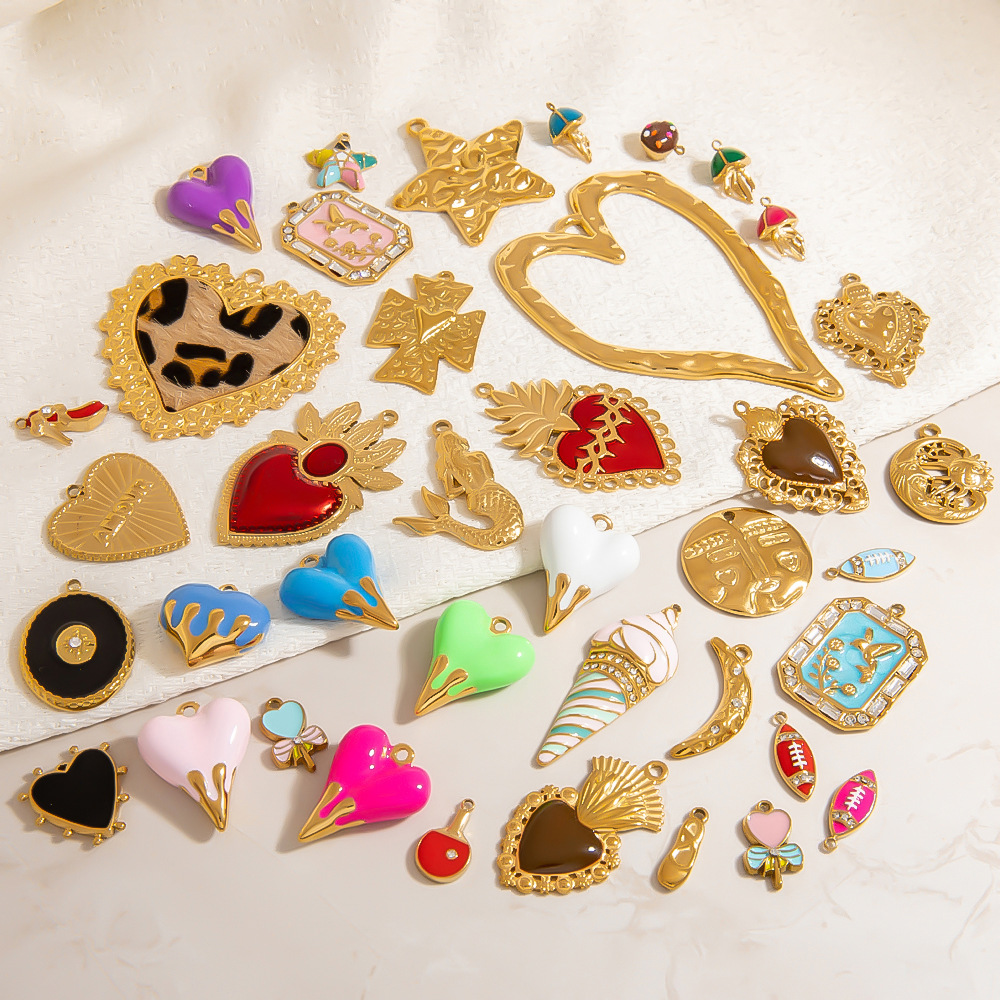 1 Stück DIY Tägliche unregelmäßige Form Herz Edelstahl Damen Anhänger h5Bild3