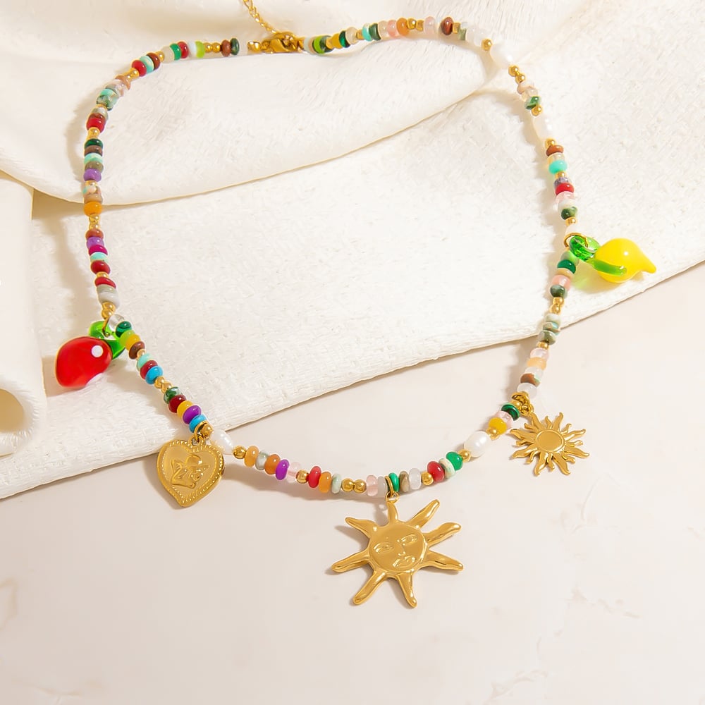 1 Piece Natural Stone Beaded Necklace h5Picture5