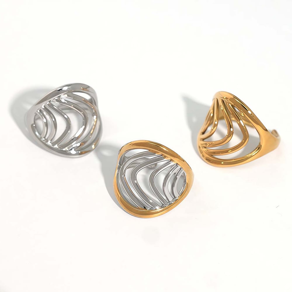 1 Piece  Simple Strip Stainless Steel  Gold Color  Minimalist Rings Picture7