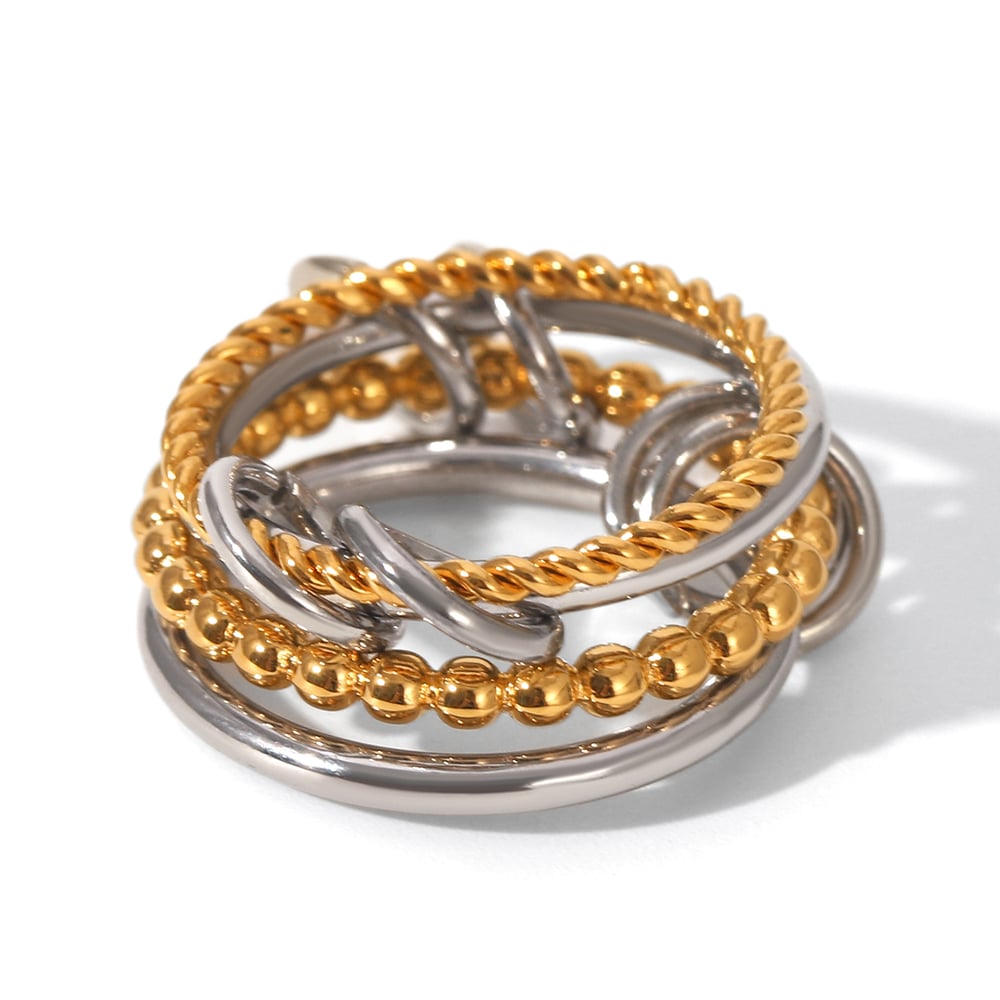 1 Pair Simple Series Daily Geometric Stainless Steel  Statement Rings 