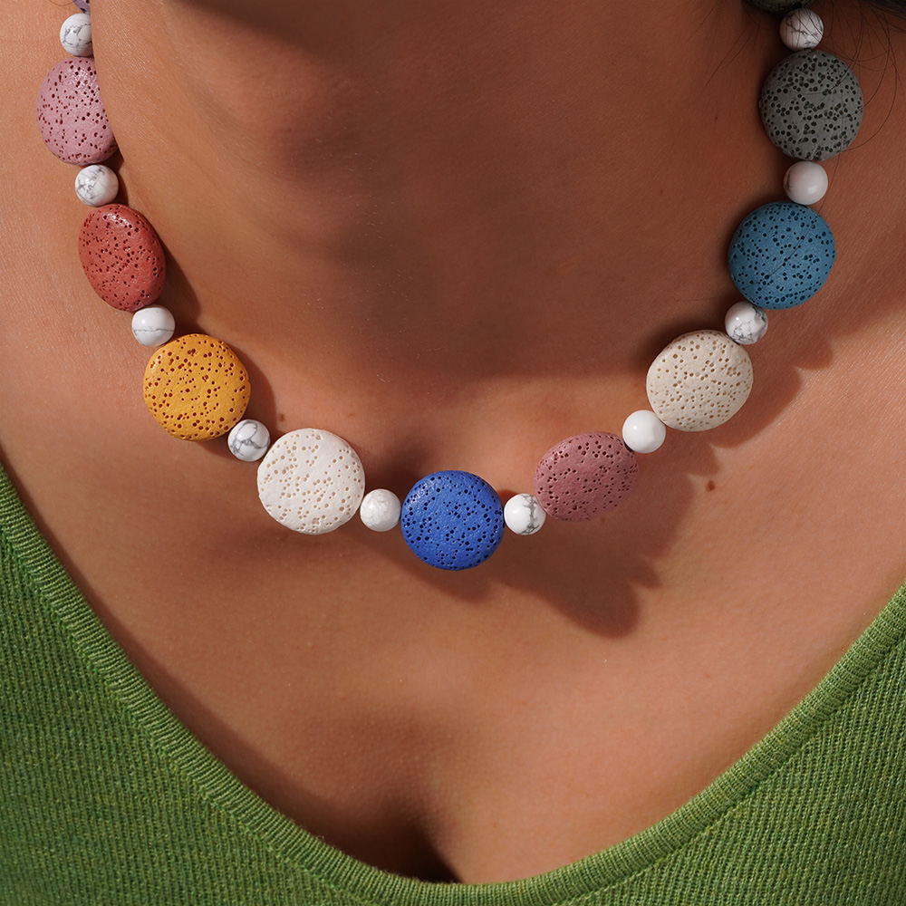 1 Piece Colorful Series White Turquoise Women's Beaded Necklaces h5Picture3