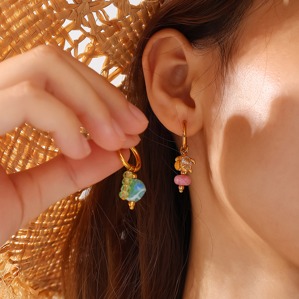 1 Pair Oceanic Stainless Steel Gold Color Drop Earrings Picture5