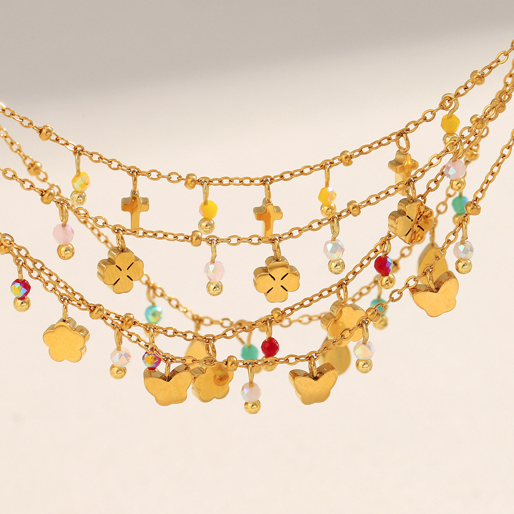 1 Piece Clover Stainless Steel Gold Color Charm Bracelet h5Picture4