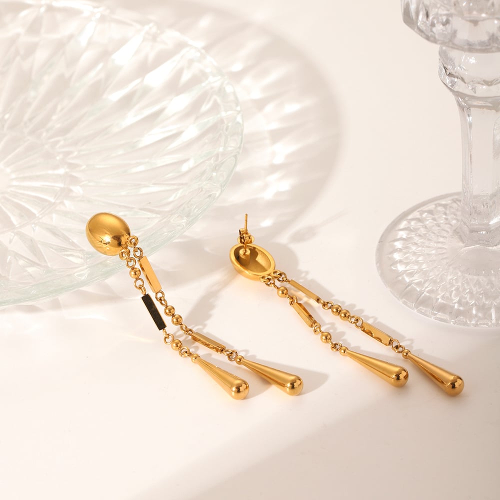 1 Pair Simple Tassel Stainless Steel  Women's Dangle Earrings h5Picture5