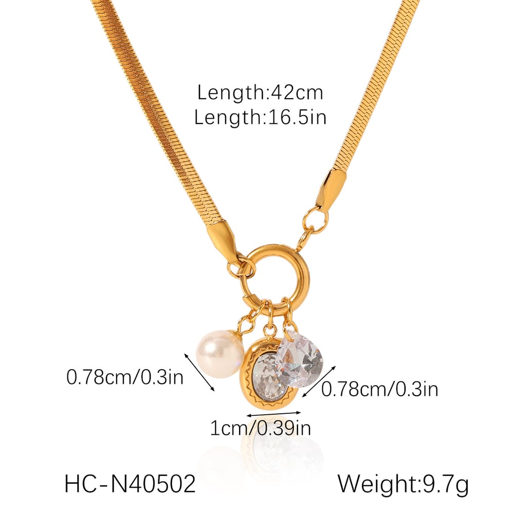 Einfache tägliche Blume Edelstahl Gold Farbe Perle Damen Anhänger Halsketten Bild2