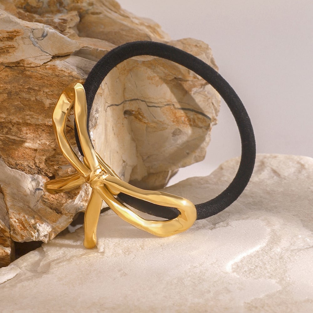 1 pezzo di elastici per capelli in acciaio inossidabile con fiocco dolce h5Immagine2