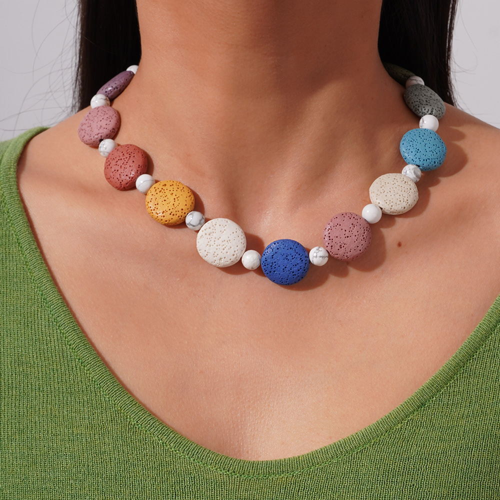 1 Piece Colorful Series White Turquoise Women's Beaded Necklaces h5Picture5
