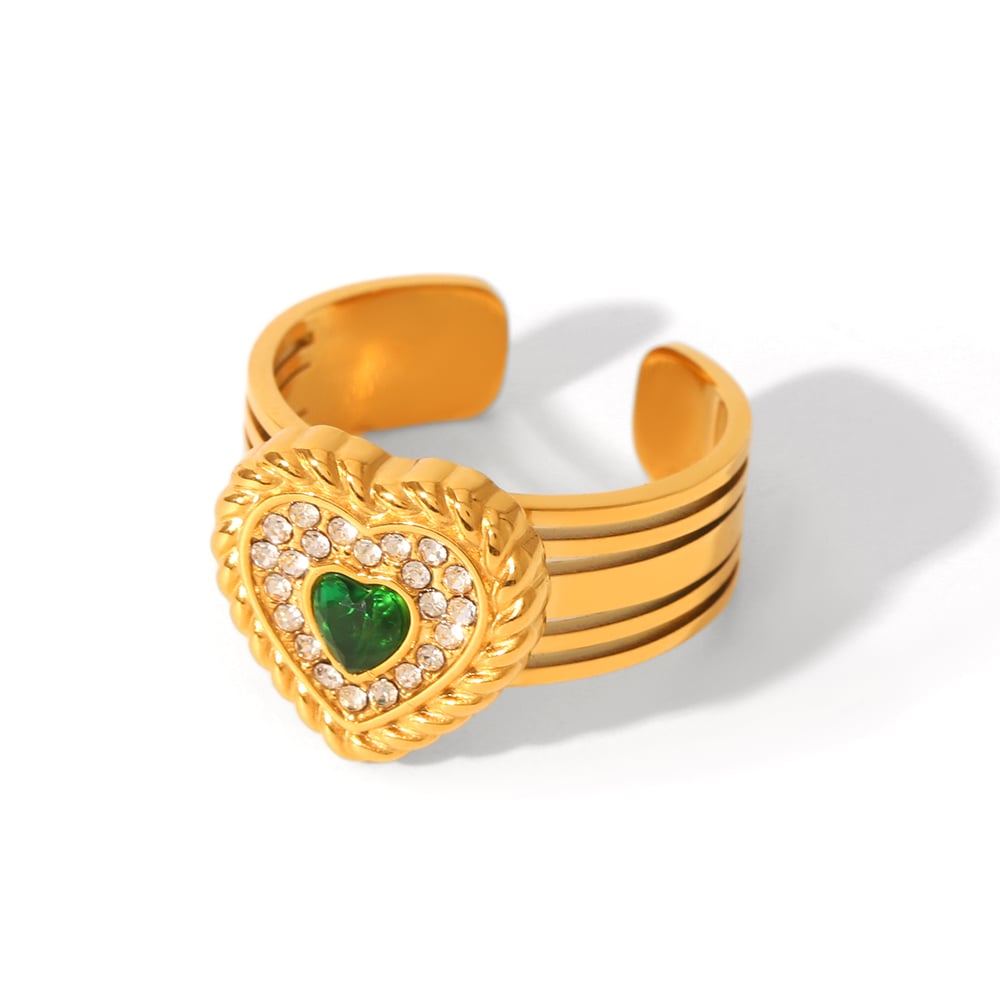 1 Pair Simple Series Daily Heart Stainless Steel  Statement Rings