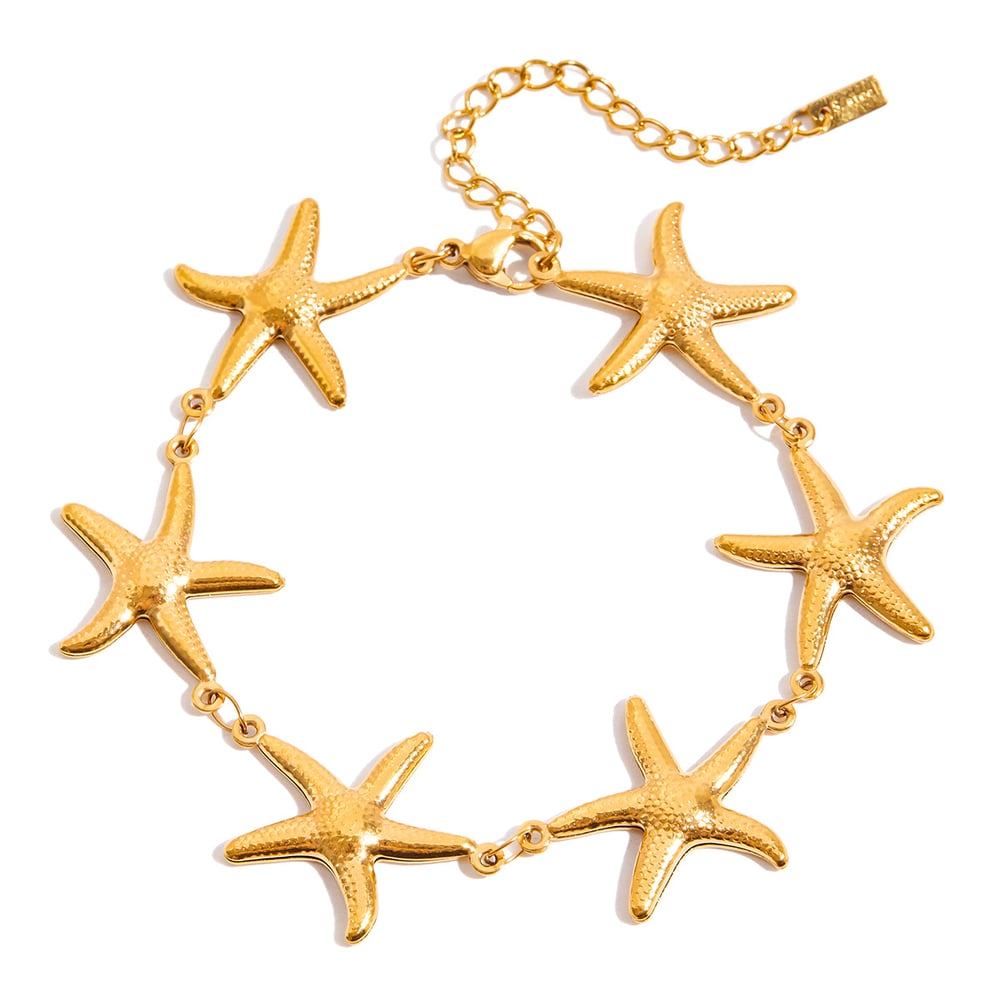 1 Piece Vacation Starfish Stainless Steel Gold Color Women's Chain Bracelets 