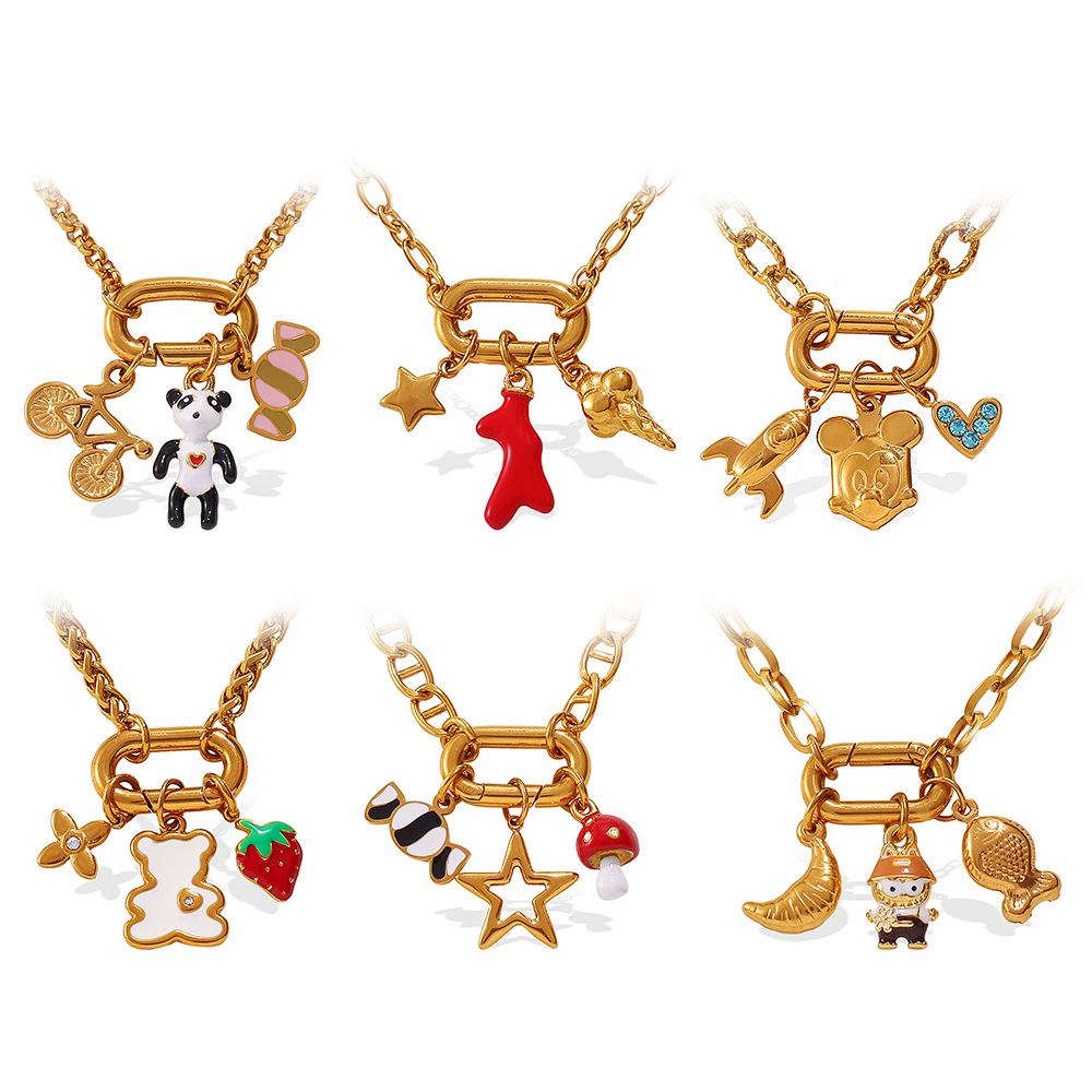 1 Piece Animal Stainless Steel  Gold Color DIY Pendant Necklace h5Picture5