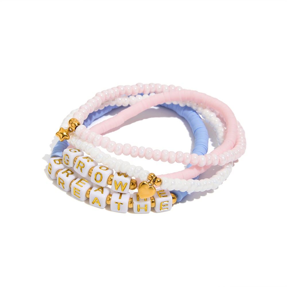 1 Piece Sweet Letter Beads Plastic Gold Color Women's Beaded Bracelets Picture7