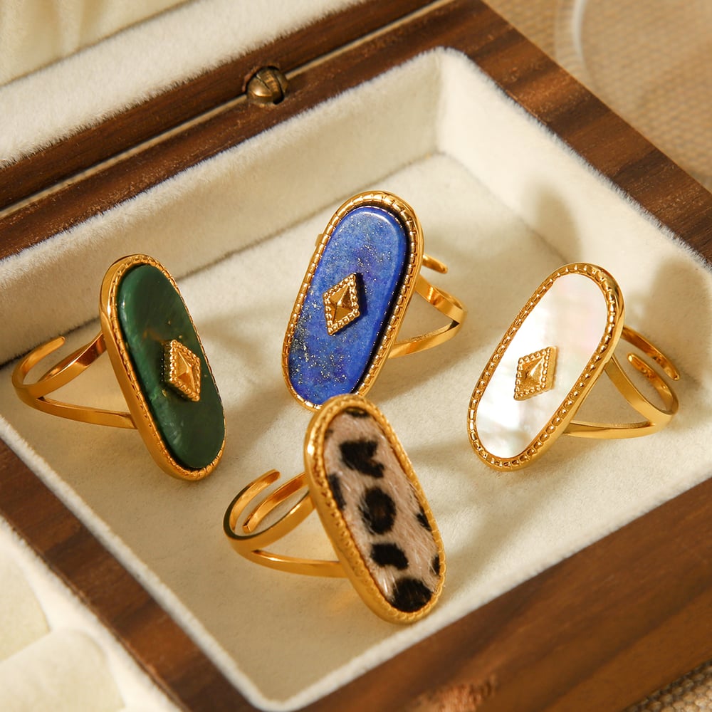 1 Piece Simple Series Daily Irregular Shape Stainless Steel Shell Statement Rings Picture6