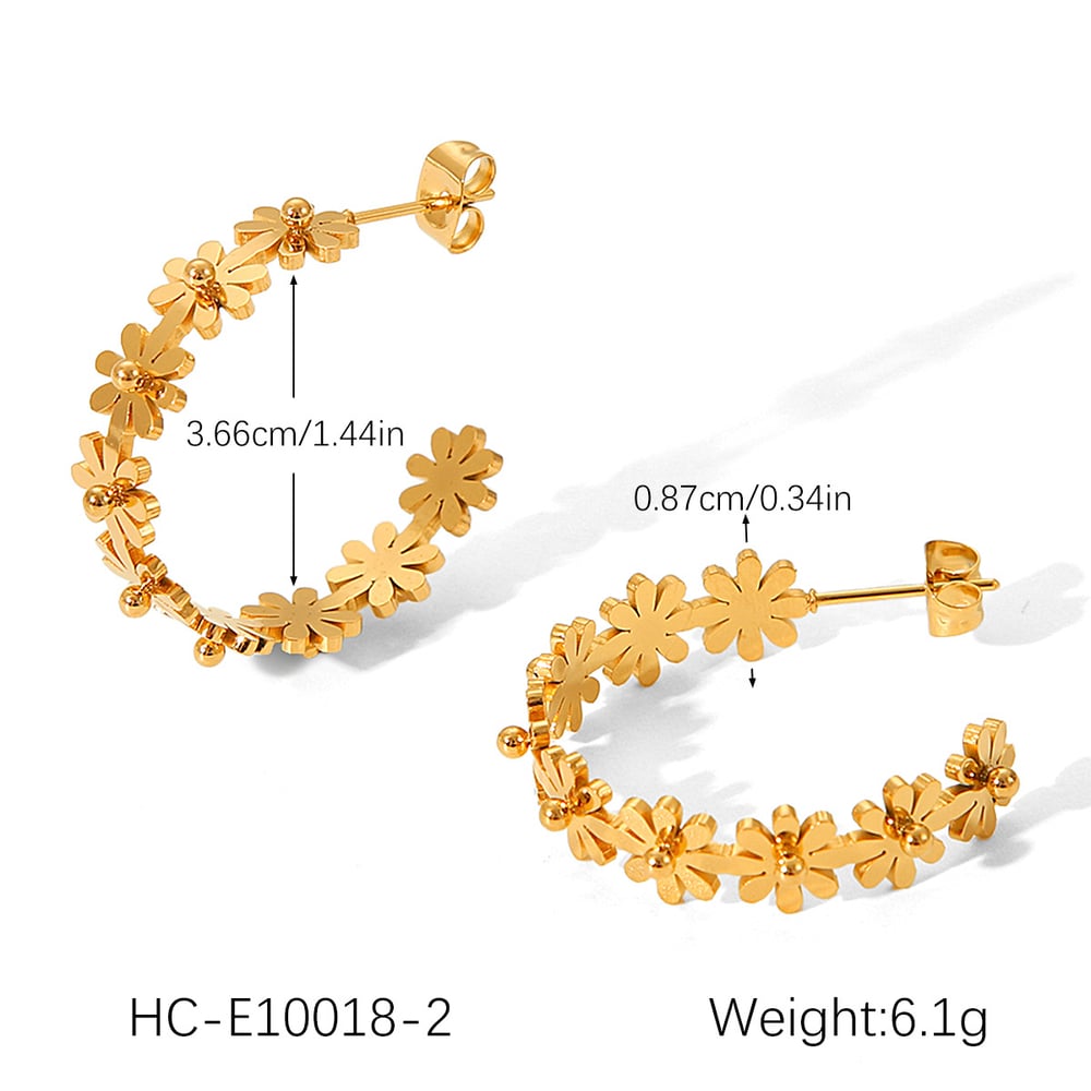 Einfache tägliche Blume Edelstahl Gold Farbe Damen Ohrstecker Bild2