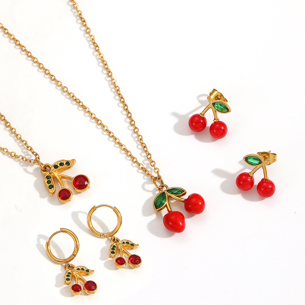 Süßes Kirsch-Halsketten-Set Bild3