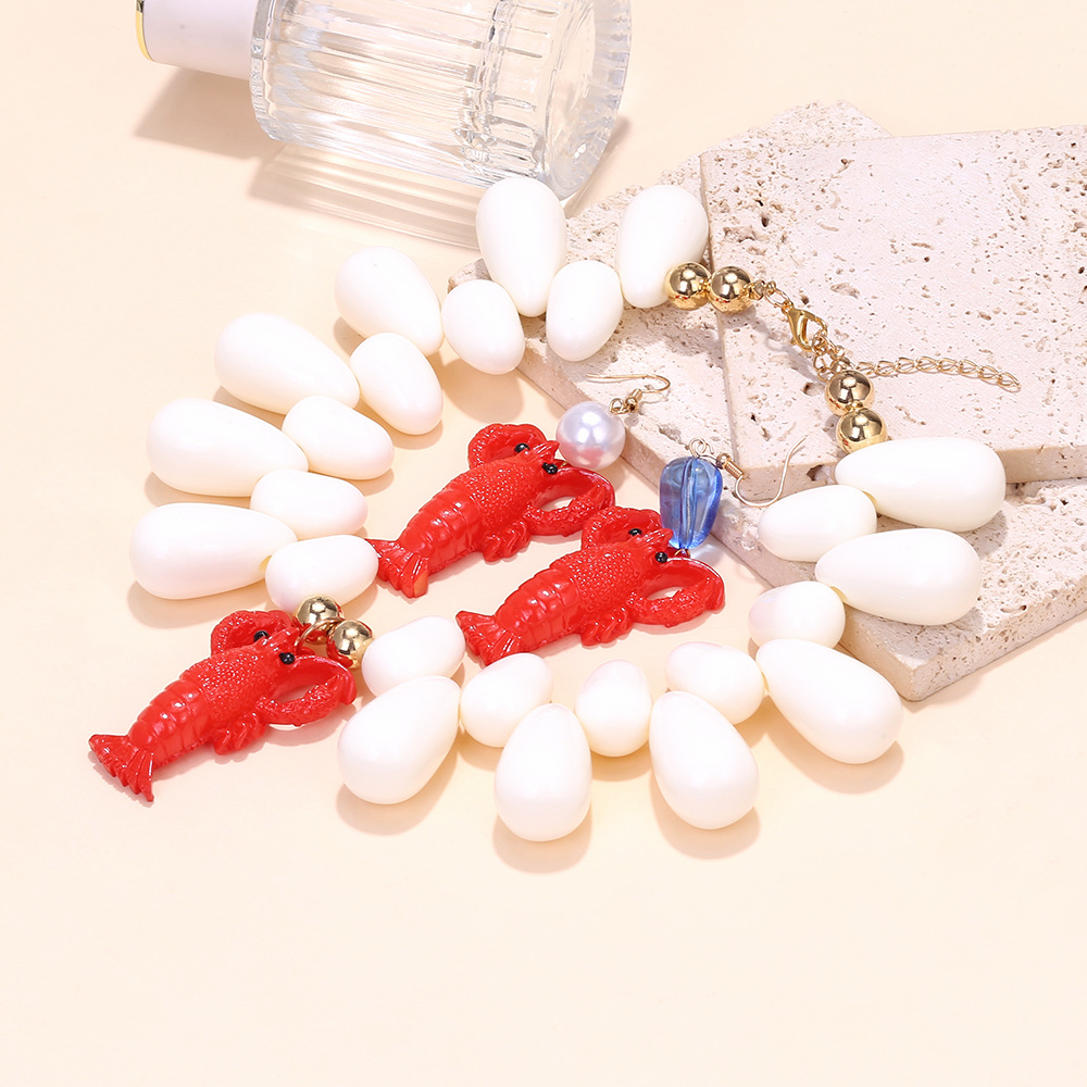 Resin Lobster Statement Necklace Set h5Picture4