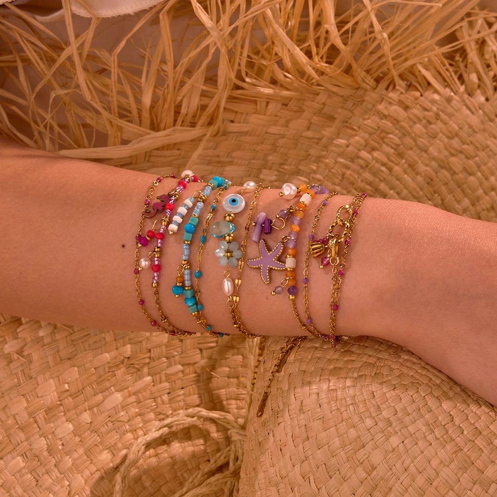 1 Piece Romantic Stainless Steel Gold Color Charm Bracelet h5Picture2