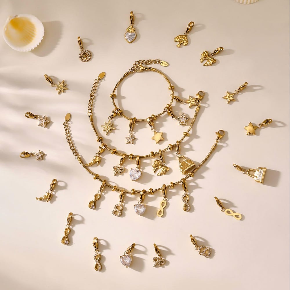 1 Piece Delicate Heart Stainless Steel Gold Color Women's Charm Bracelets h5Picture9