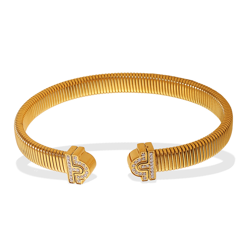 1 Piece Stainless Steel Gold Color Cuff Bangle h5Picture6