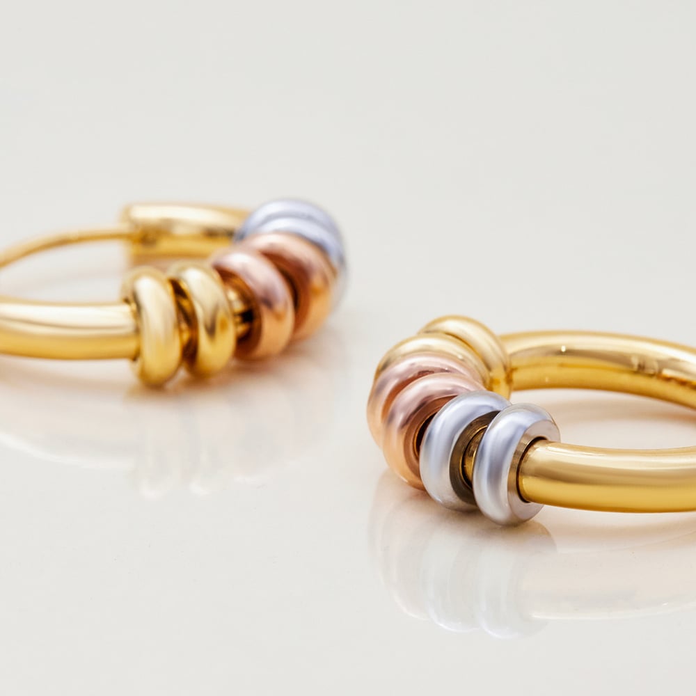 1 Pair Modern Annular Stainless Steel Gold Color Women's Hoop Earrings h5Picture5