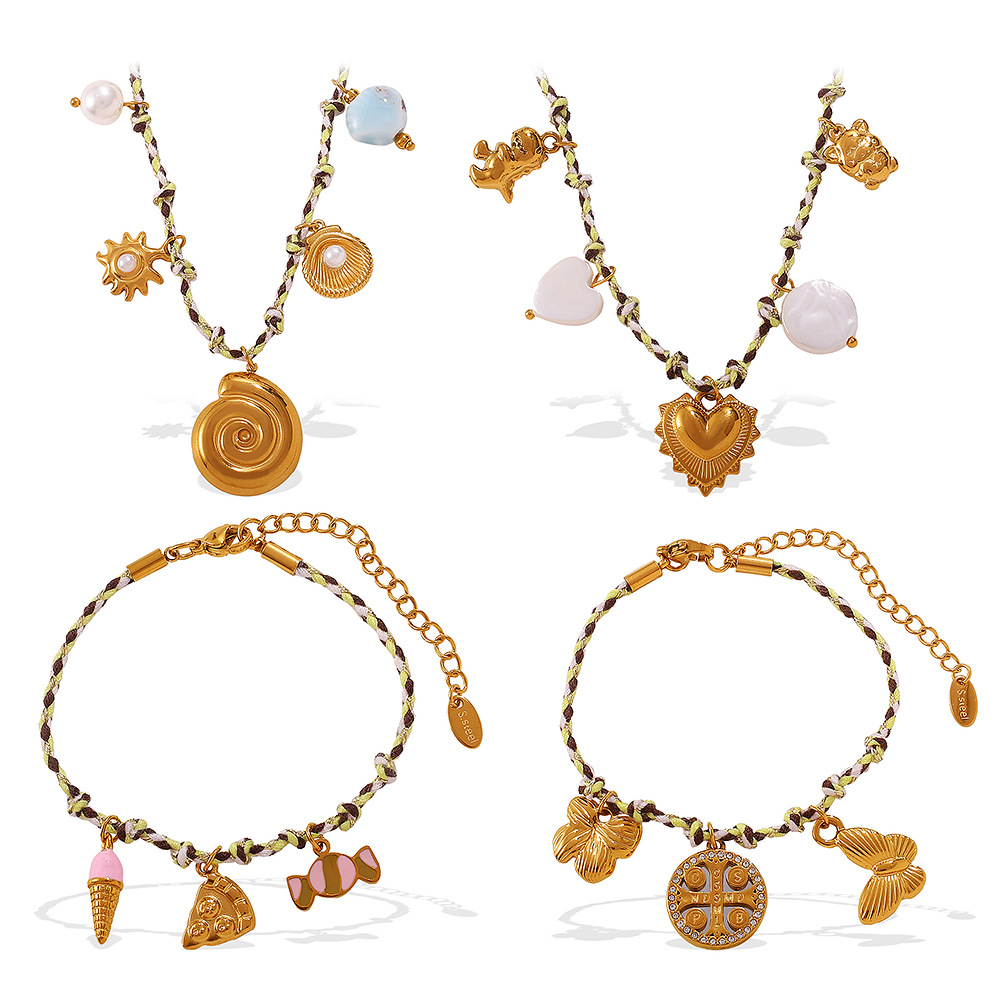 Stainless Steel Gold Color DIY Pendant Necklace Set h5Picture6
