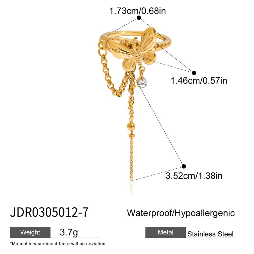 1 Piece Modern Tassel Stainless Steel Gold Color Statement Rings