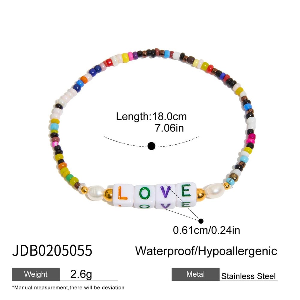 1 Piece Letter Colorful Beads Resin Women's Beaded Bracelets Picture2