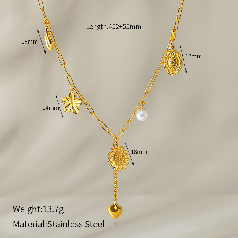 1 Piece Stainless Steel Gold Color Pendant Necklace