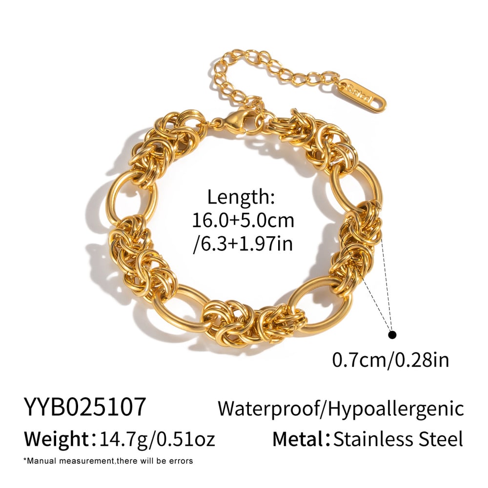 Conjunto de collar de cadena de acero inoxidable color dorado