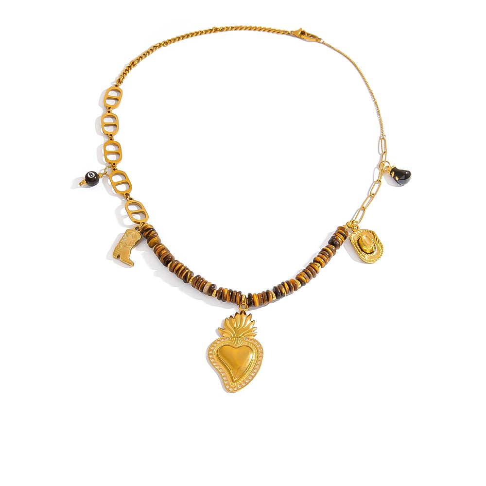 1 Piece Simple Series Casual Heart Stainless Steel Women's Beaded Necklaces