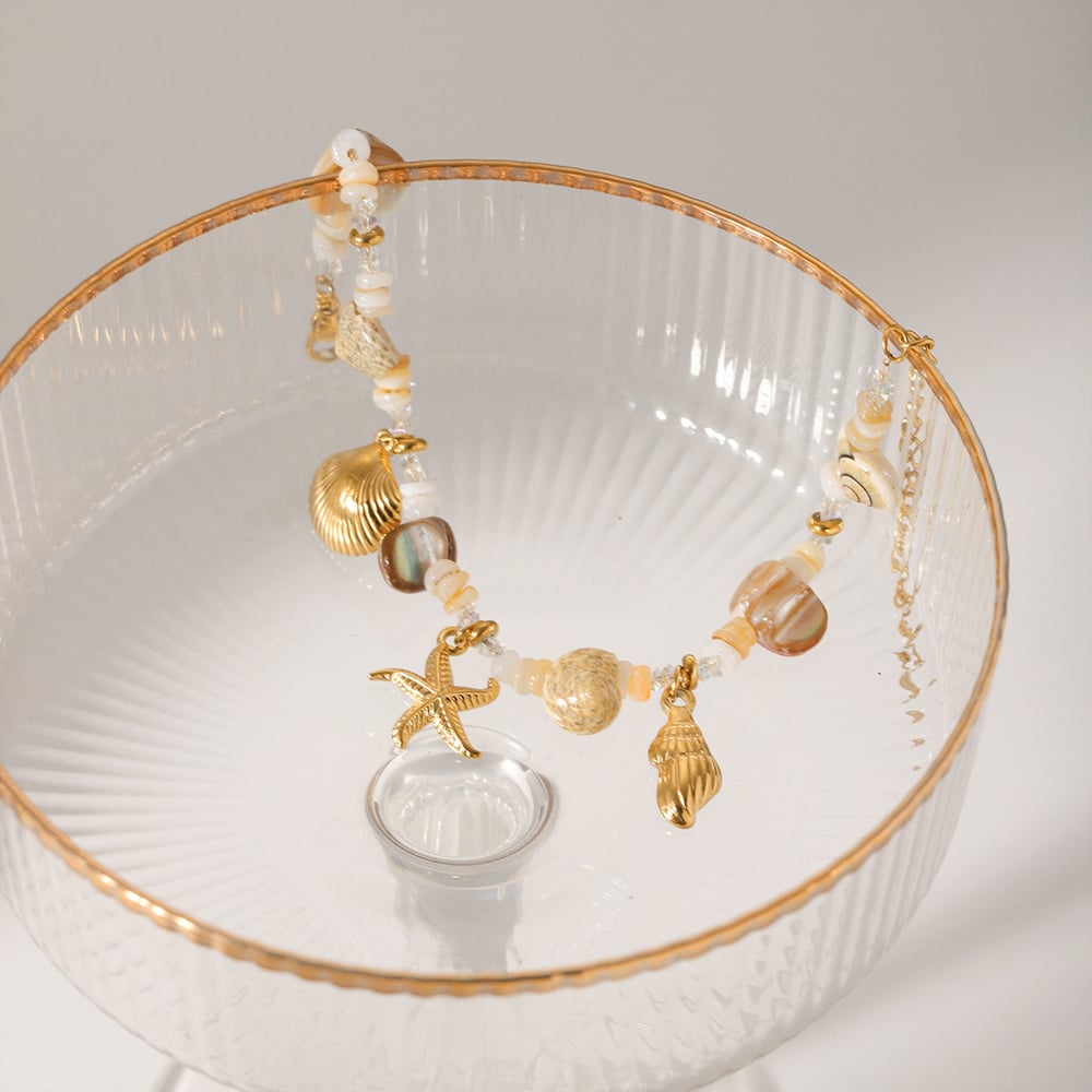 Einfache Urlaubsschildkröte Edelstahl Goldfarbene Muschel Damen Anhänger Halsketten Bild5