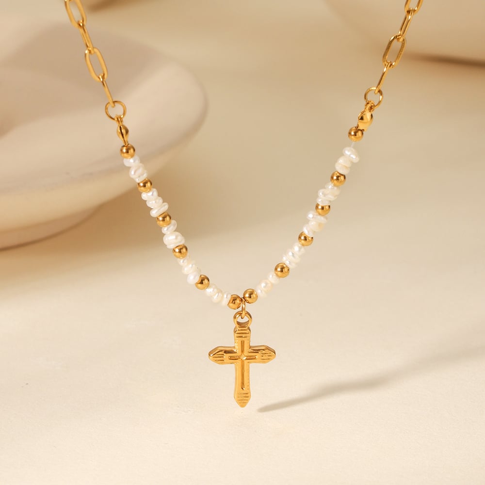 1 Pair Simple Series Daily Cross Stainless Steel  Women's Pendant Necklaces h5Picture5