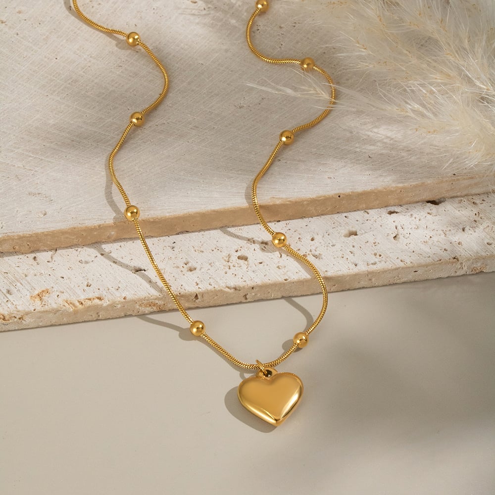 1 Piece Heart Stainless Steel Gold Color Pendant Necklace h5Picture3