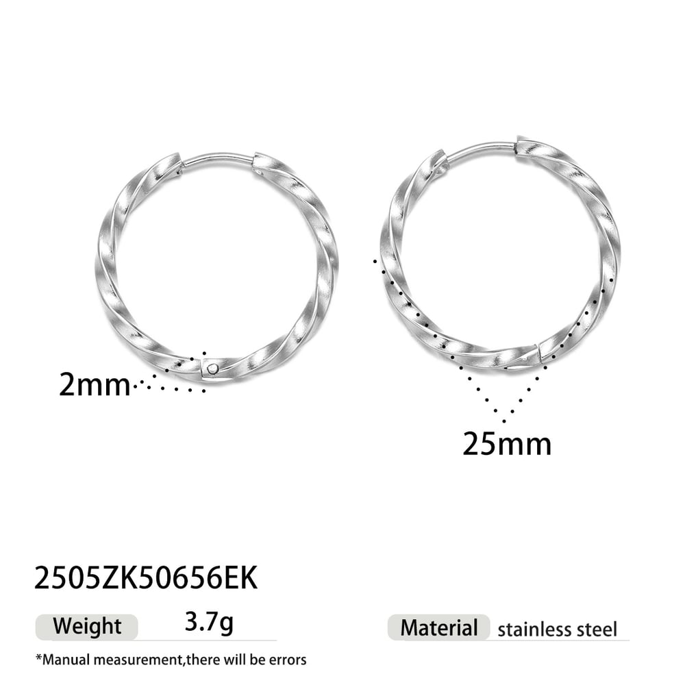 1 Pair Stainless Steel Gold Color Hoop Earrings