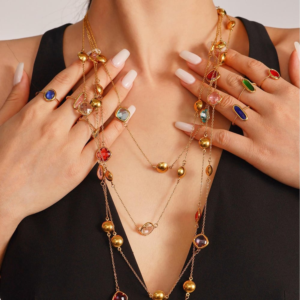 1 Piece Retro Rectangle Stainless Steel Gold Color Women's Pendant Necklaces h5Picture6