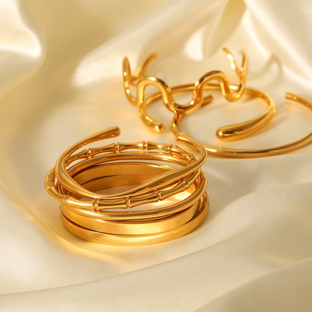 Simple Series Daily Irregular Shape Stainless Steel  Women's Bangles h5Picture6