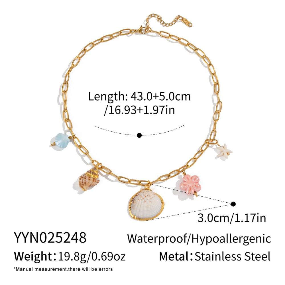 1 Piece Romantic Shell Stainless Steel Gold Color Pendant Necklace