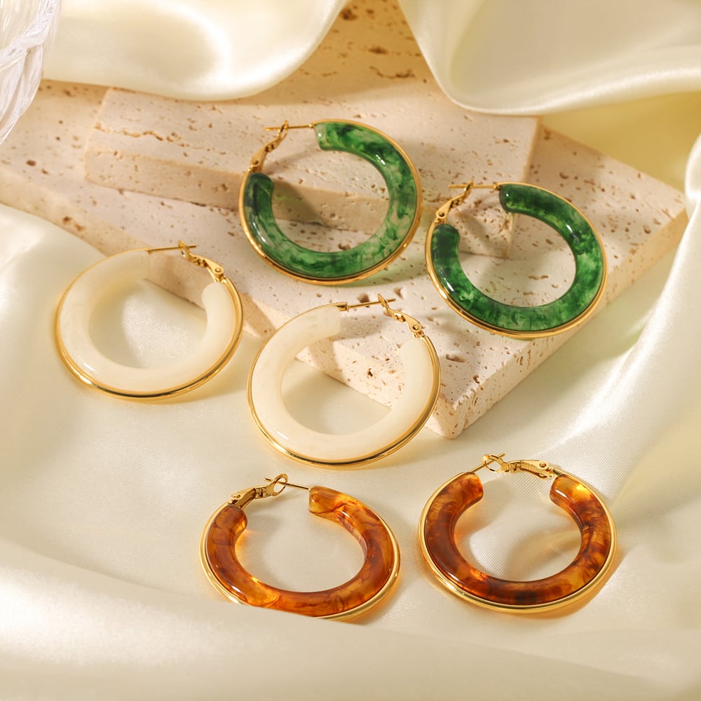 1 Pair Simple  Daily Geometric Stainless Steel  Women's Hoop Earrings Picture3