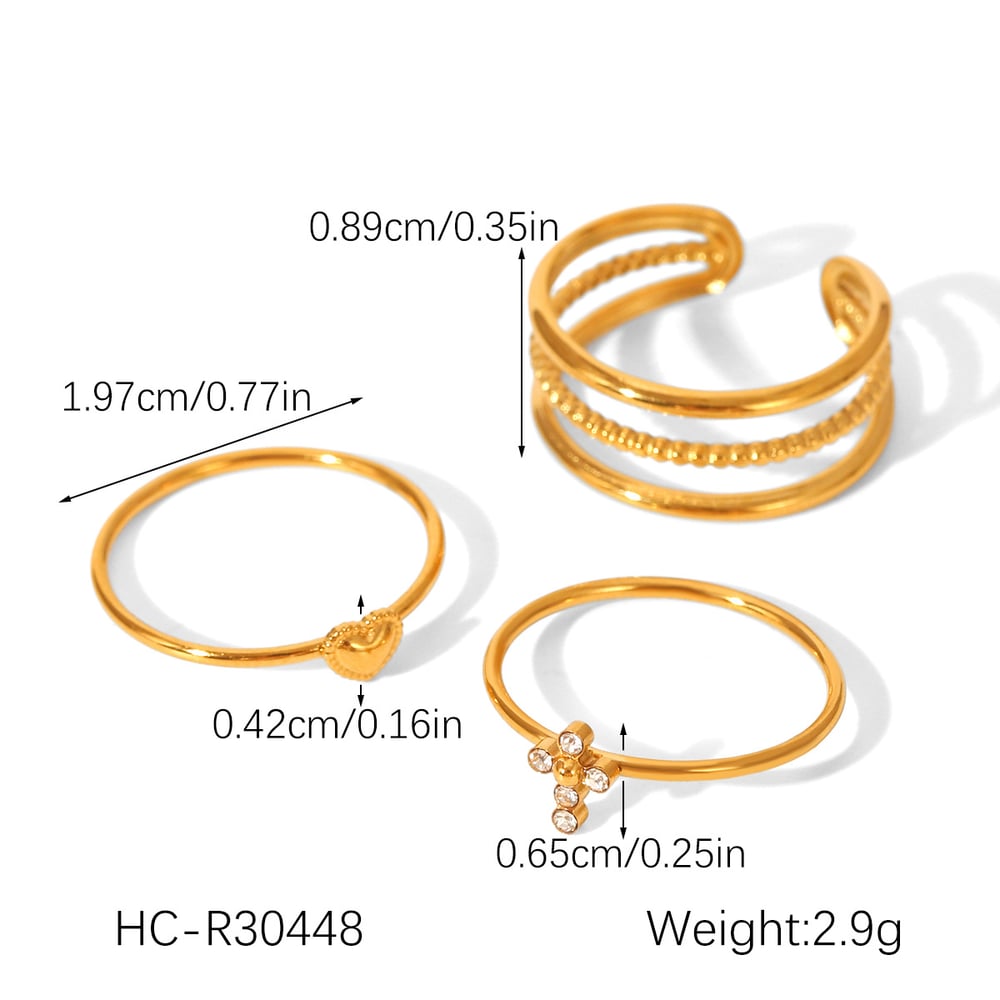 1 Piece Simple Series Daily Cross Stainless Steel  Gold Color  Rings Set h5Picture2