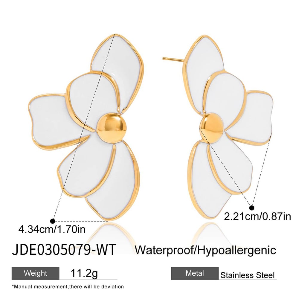 1 Pair Elegant Flower Stainless Steel Gold Color Women's Stud Earrings h5Picture2
